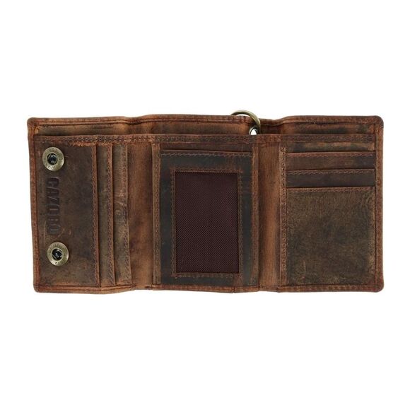 Cazoro Men's RFID Vintage Leather Trifold Chain Wallet - Picture 4 of 5
